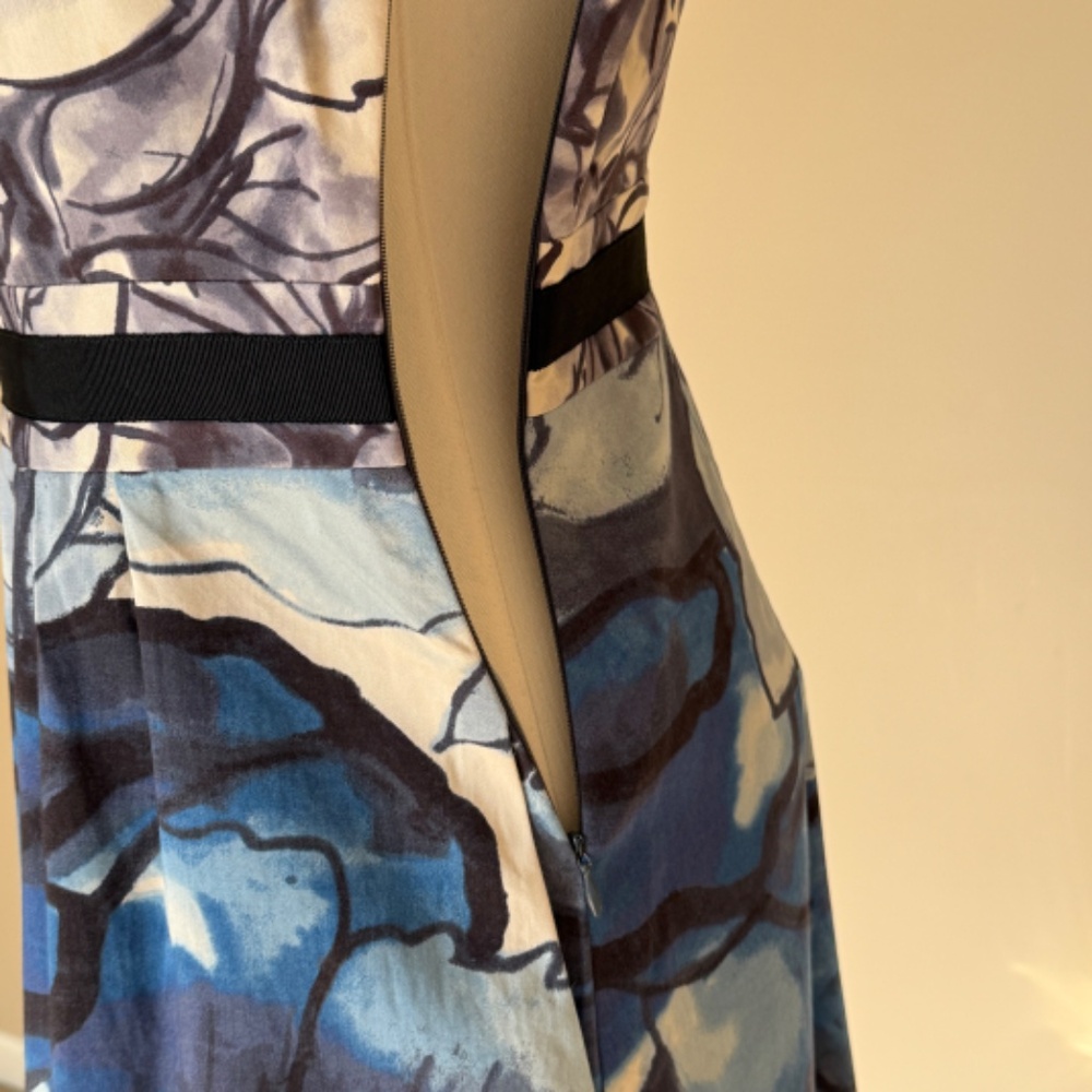 Anthropologie Moulinette Soeurs Indigo Blue Garden Watercolor Dress Size 2 - Picture 7 of 16